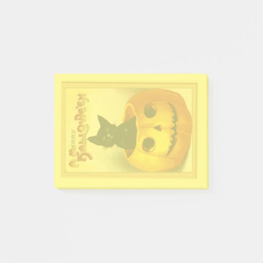 Schattige  zwarte kat Halloween pompoen Post-it® Notes (Voorkant)