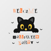 Schattige Zwarte Kat Halloween Raamsticker (Vel)