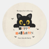 Schattige Zwarte Kat Halloween Ronde Sticker (Voorkant)