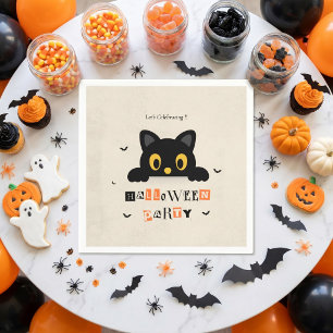 Schattige Zwarte Kat Halloween Servet