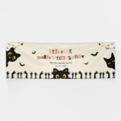 Schattige Zwarte Kat Halloween Spandoek (Horizontaal)