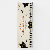 Schattige Zwarte Kat Halloween Spandoek (Verticaal)