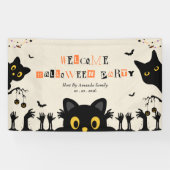 Schattige Zwarte Kat Halloween Spandoek (Horizontaal)