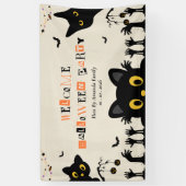 Schattige Zwarte Kat Halloween Spandoek (Verticaal)