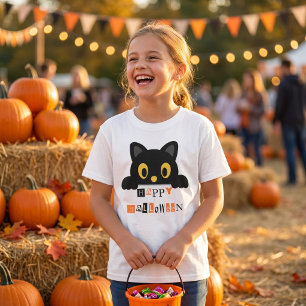 Schattige Zwarte Kat Halloween T-shirt