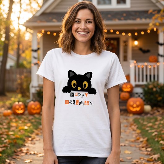 Schattige Zwarte Kat Halloween T-shirt