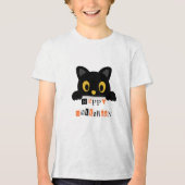 Schattige Zwarte Kat Halloween Tri-Blend Shirt (Voorkant)