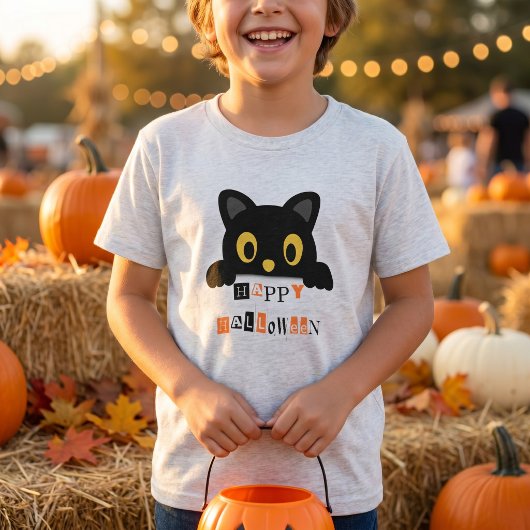 Schattige Zwarte Kat Halloween Tri-Blend Shirt