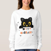 Schattige Zwarte Kat Halloween Trui (Voorkant)