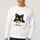 Schattige Zwarte Kat Halloween Trui (Voorkant)