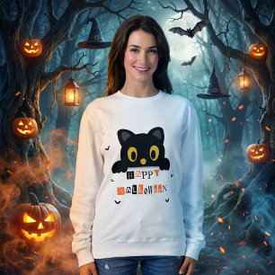 Schattige Zwarte Kat Halloween Trui