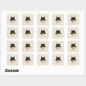 Schattige Zwarte Kat Halloween Vierkante Sticker (Vel)