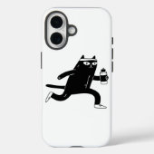 Schattige Zwarte Kat Hardlopen Workout Fitness Case-Mate iPhone Case (Achterkant)