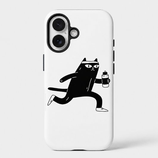 Schattige Zwarte Kat Hardlopen Workout Fitness Case-Mate iPhone Case