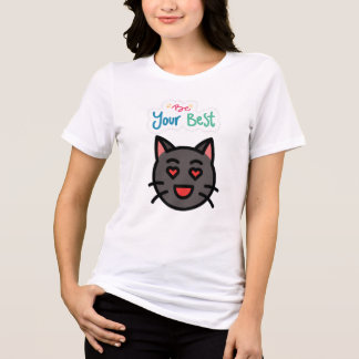 Schattige Zwarte Kat Hart Ogen Wees Je Beste Paste Tri-Blend Shirt