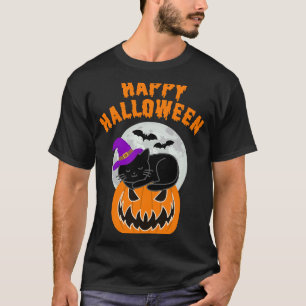 Schattige Zwarte Kat Heks Halloween Verschrikkelij T-shirt