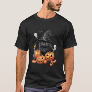Schattige Zwarte Kat Heks Hoed Pompoen Huisdier Ei T-shirt