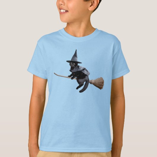 Schattige Zwarte Kat Heks Kinderen T-shirt (Voorkant)