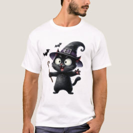 Schattige Zwarte Kat Heks met Magische Toverstaf ✨ T-shirt