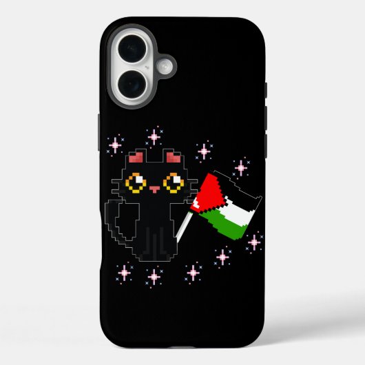 Schattige zwarte kat houdt Palestijnse vlag vast Case-Mate iPhone Case (Achterkant)