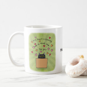 Schattige Zwarte Kat In Doos Kat Liefhebber Aangep Koffiemok