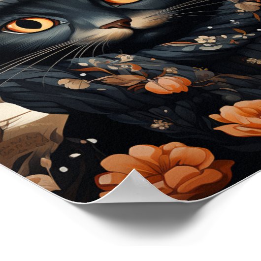 Schattige zwarte kat in een sjaal en Pet Poster (Hoek)