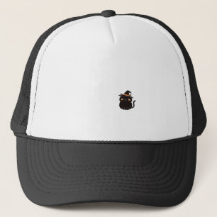 Schattige Zwarte Kat in Heksenhoed Klassiek T-shir Trucker Pet