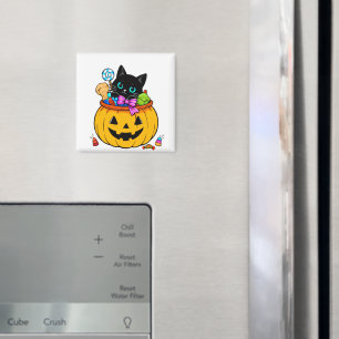 Schattige Zwarte Kat in Jack-O'-Lantern Pompoen Ha Magneet