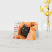 Schattige Zwarte Kat Kaart (Gele Bloem)