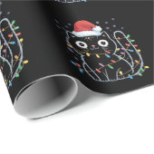 Schattige Zwarte Kat Kerstman Kerstlichtjes Meow K Cadeaupapier (Rol Hoek)