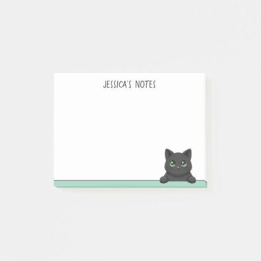 Schattige Zwarte Kat Kijkt Mint Persoonlijk Post-it® Notes (Voorkant)