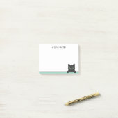 Schattige Zwarte Kat Kijkt Mint Persoonlijk Post-it® Notes (Op bureau)