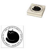 Schattige zwarte kat kitten retouradres rubberstempel (Gestempeld)