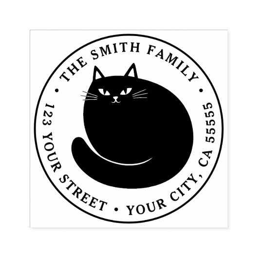 Schattige zwarte kat kitten retouradres rubberstempel (Afrduk)