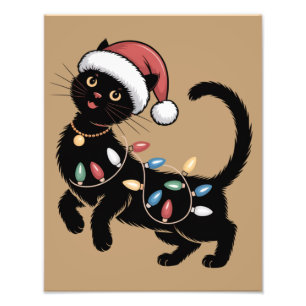 Schattige Zwarte Kat Liefhebber Kerst Moeder Cadea Foto Afdruk