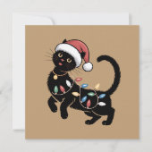Schattige Zwarte Kat Liefhebber Kerstmis Moeder Ca Feestdagenkaart (Voorkant)