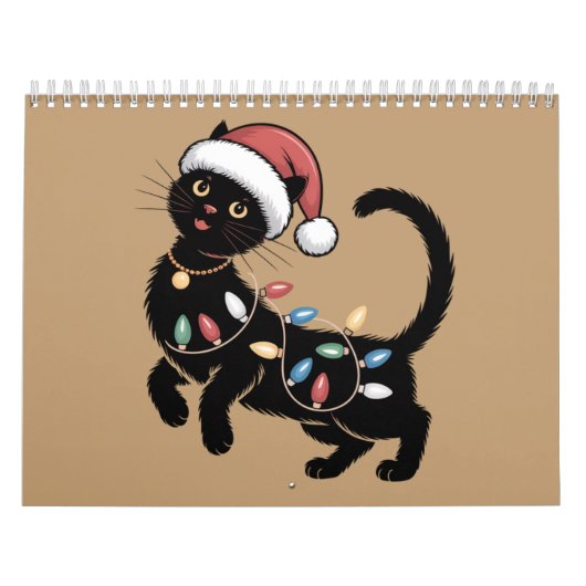 Schattige Zwarte Kat Liefhebber Kerstmis Moeder Ca Kalender (Hoes)