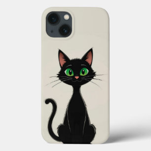 Schattige Zwarte Kat Met Groene Ogen Case-Mate iPhone Case