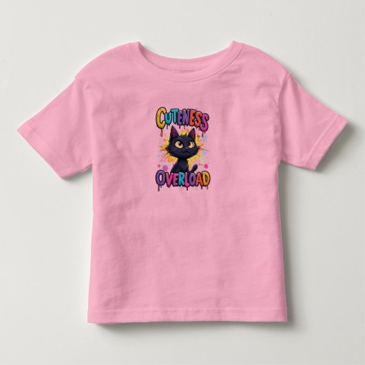 Schattige Zwarte Kat Met Grote Gele Ogen Kinder Shirts (Voorkant)