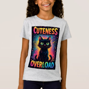 Schattige Zwarte Kat Met Grote Gele Ogen T-shirt