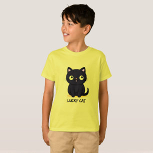 Schattige Zwarte Kat met Grote Ogen T-shirt