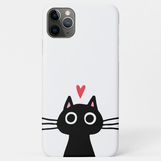 Schattige Zwarte Kat met Hart Case-Mate iPhone Case (Achterkant)