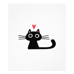Schattige Zwarte Kat met Hart Katten Valentine Kl Foto Afdruk