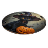 Schattige zwarte kat met heks Pet Snijplank (Hoek)