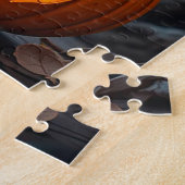 Schattige Zwarte Kat met Heksenhoed Legpuzzel (Zijkant)