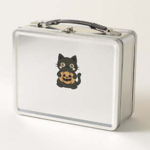 Schattige Zwarte Kat met Jack O Lantern Pompoen � 