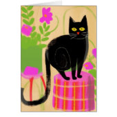 Schattige zwarte kat met kamerplanten (Voorkant)