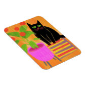 Schattige zwarte kat met kamerplanten magneet (Rechterzijde)