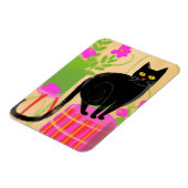 Schattige zwarte kat met kamerplanten magneet (Linkerzijde)