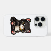 Schattige Zwarte Kat met Koffie iPhone Hoesje (Achterkant horizontaal)